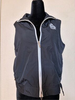 Lauren Active Ralph Lauren Black Windbreaker Vest White Trim Crest Size M